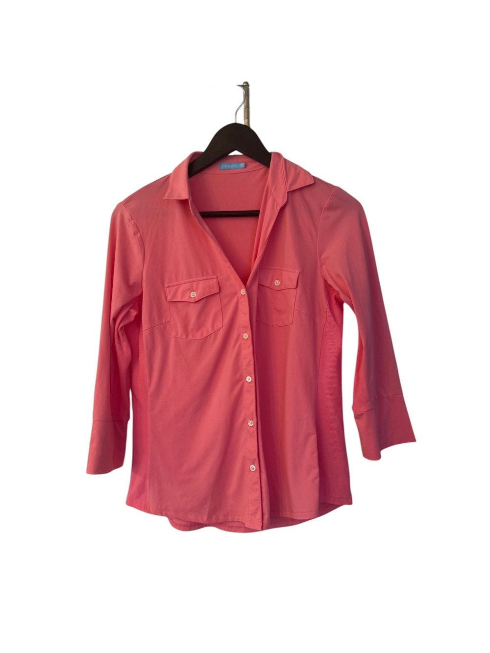 J. McLaughlin Women's Coral Pink Long Sleeve Button Up Shirt, Size M